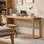 Bureau rectangulaire en bois massif et métal Burlywood-655975368