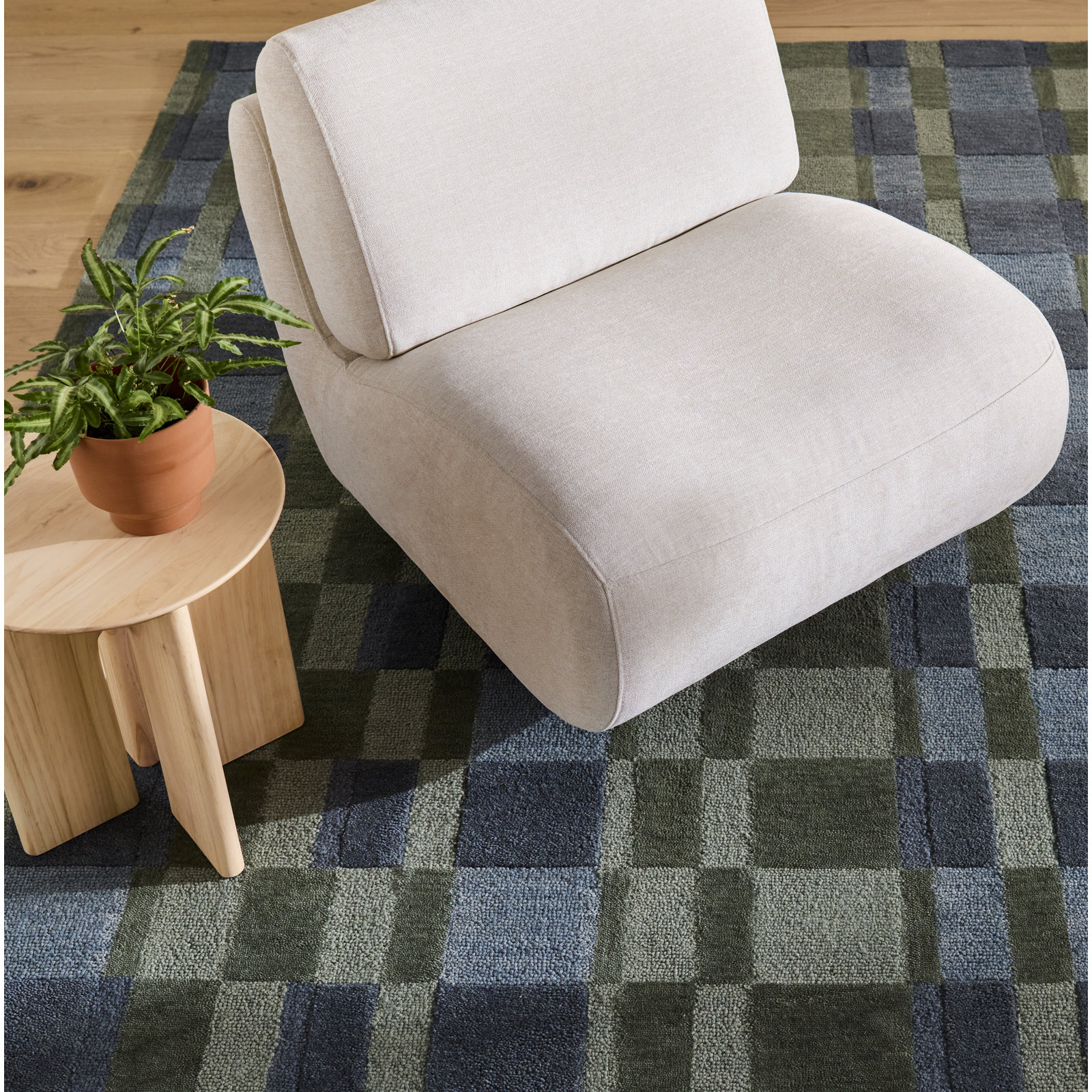 Hand-Tufted Wool Rug, Rectangle 7'9" x 9'9", Green