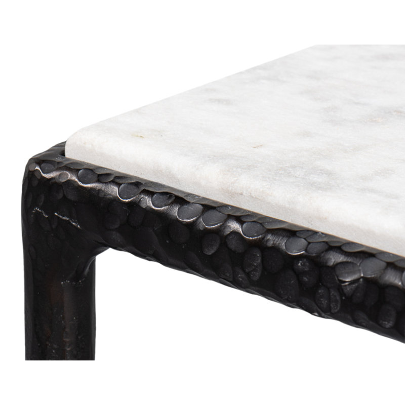 White Marble and Black Iron Rectangular Console Table
