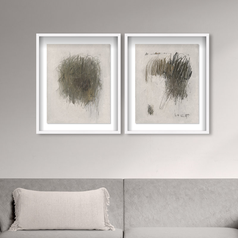 Modernist Sketch Set Shadowbox Abstract Print by Oliver Gal, Black Frame, 16 x 20, 21.5"H x 25.5"W, White Shadowbox