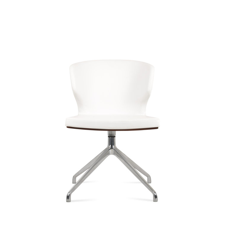 Fauteuil pivotant Amed Plus, Chrome poli, Blanc