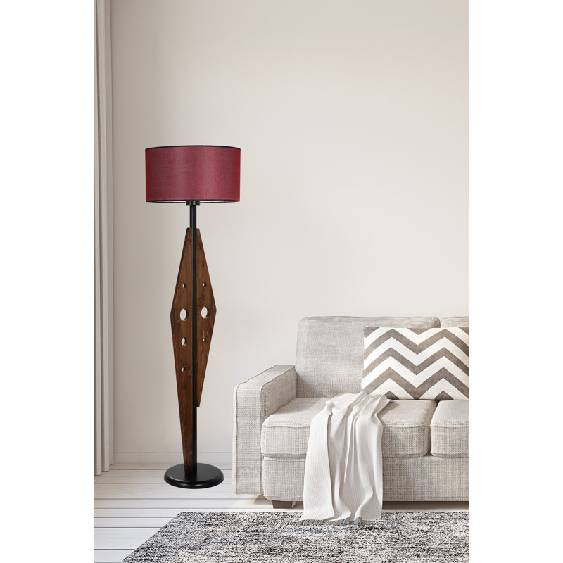 Lampe sur pied 63 po Burnsville, Rouge bordeaux, Brun foncé