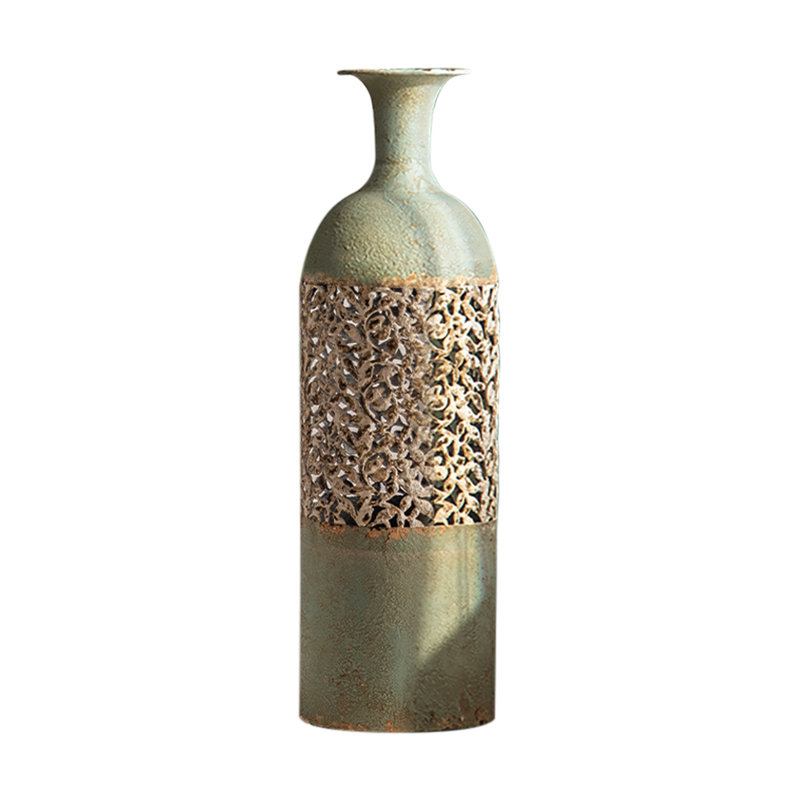 Grand vase en métal 26,4 po French Country