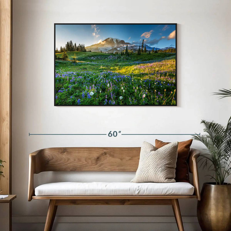 Springtime At Mount Rainier, Floating Frame Black, 43" X 29"