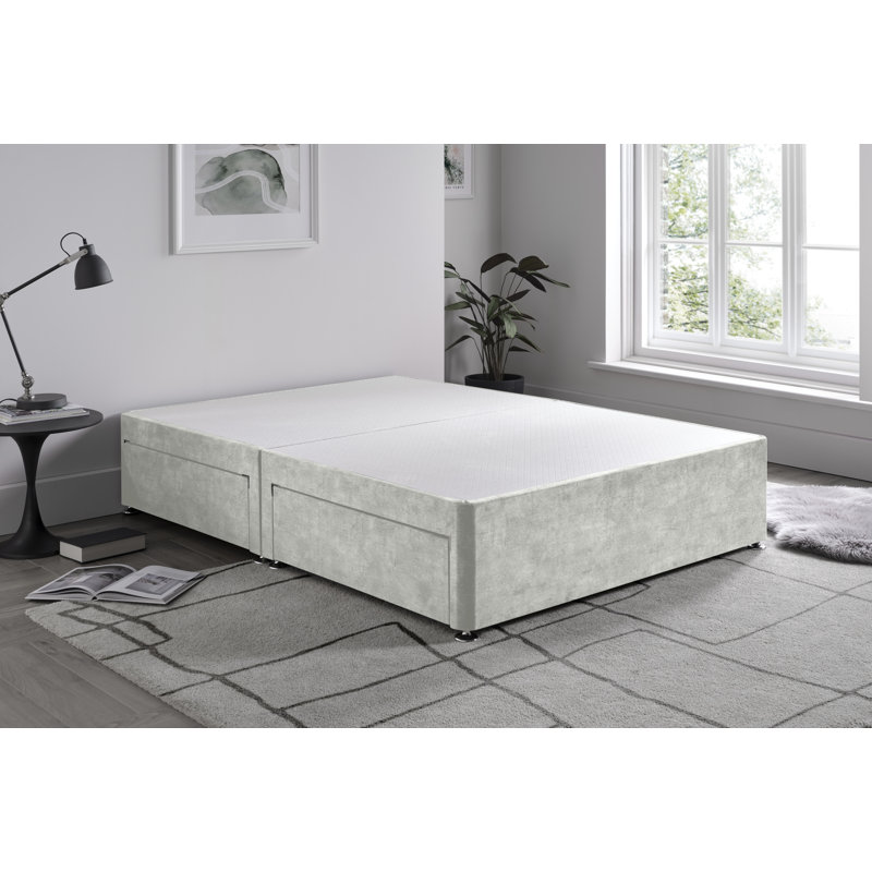 Marble Divan Bed Base, Silver, Small Single (2'6), Right Side Drawers