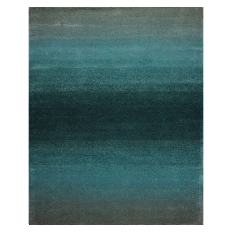 Tapis bleu sarcelle en laine LoomBloom, Rectangle de 5 pi x 8 pi