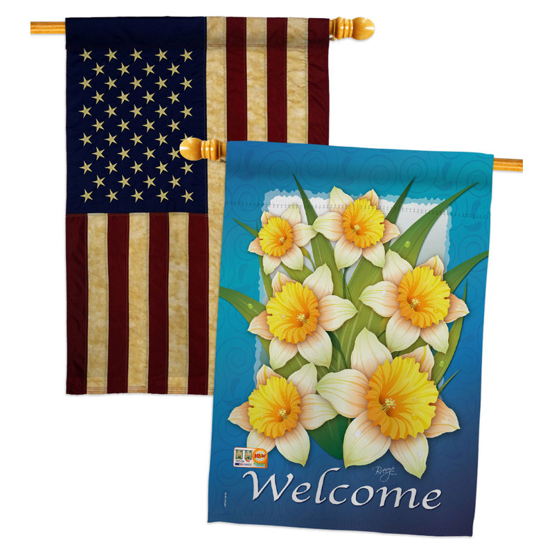 Drapeau de maison jonquilles en polyester 40 x 28 po Daffodils