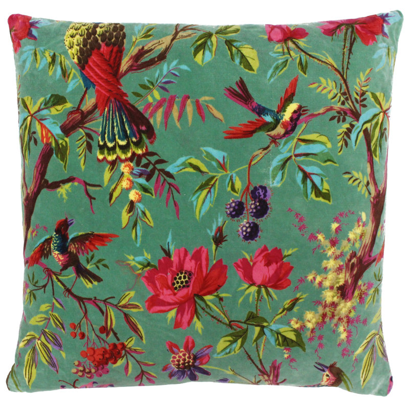 Palampur Floral Aqua Square Cushion
