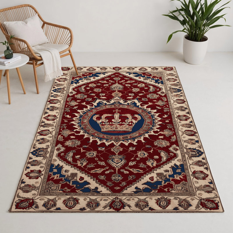 Tapis d'intérieur et d'extérieur rouge Persian, Rectangulaire 3 pi x 5 pi