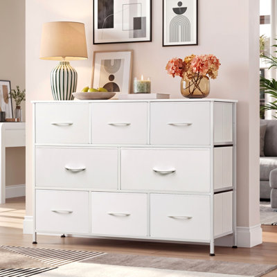  Chaseburg 8-Drawer Dresser for Bedroom, 39.4'' W White Dresser with Large Storage Drawer Units for Entryway, Chest of Drawers with Sturdy Frame for Living Room