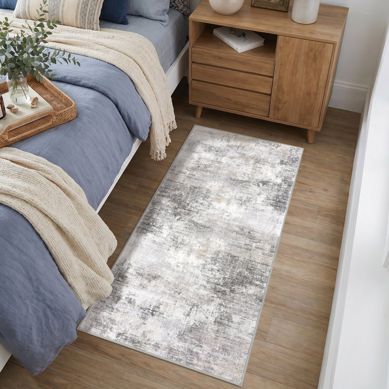 Tapis de chambre antidérapants lavables avec envers en caoutchouc, Runner 2' x 4'