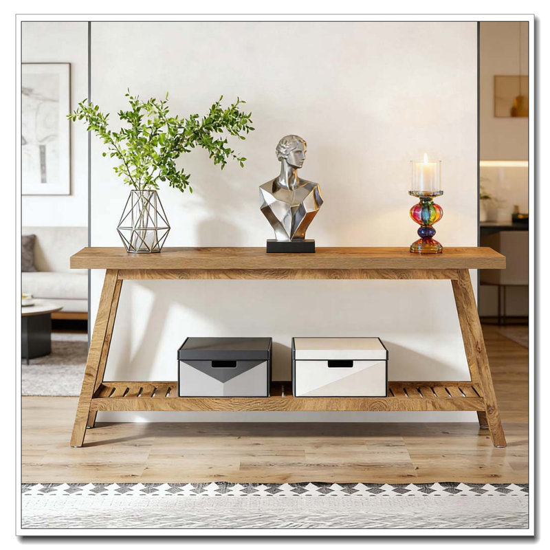 2-Tier Sofa Table,Console Table, Light Brown
