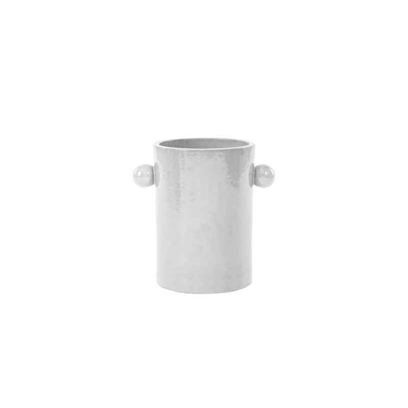 Inka Round Terracotta Planter, 12.2" H x 12.05" W x 8.66" D, Off White