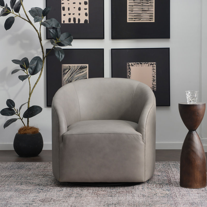 Fauteuil pivotant 100% cuir véritable, Gris