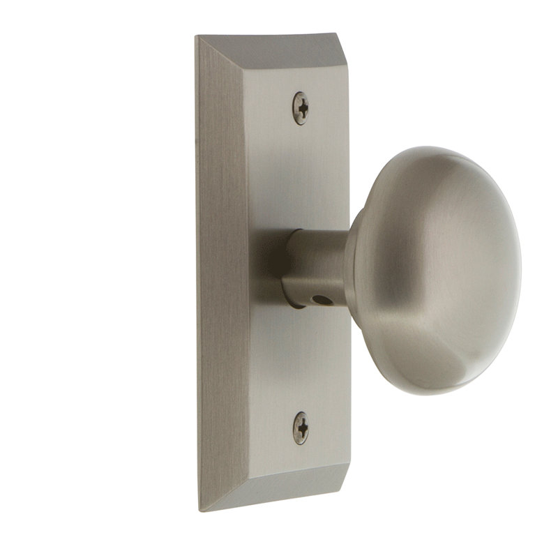 Studio Plate with New York Door Knob, Satin Nickel, 2-3/8"