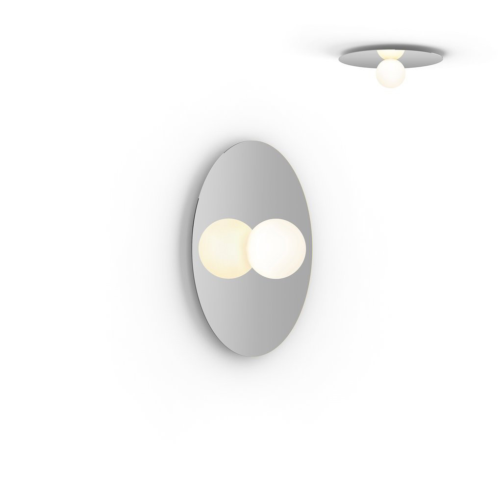 Bola Disc Single Light Flush Mount, Chrome, 6.5" H x 18" W x 18" D