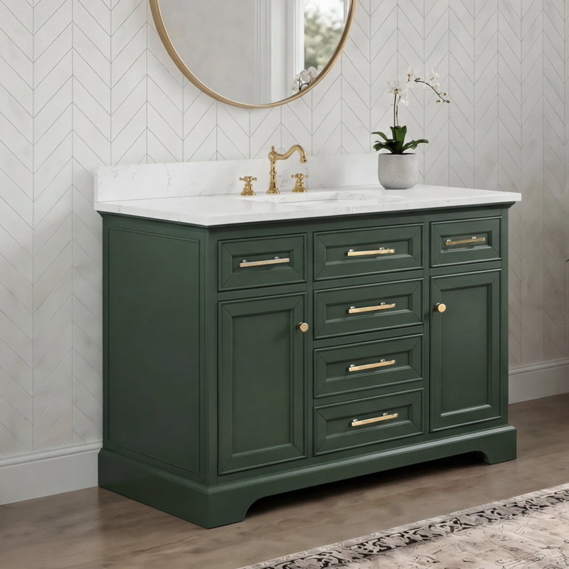 Thompson 48" W Single Vanity, Evergreen/Brushed Gold
