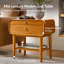 Elzena Mid-Century Modern 2-Drawer Solid Wood Veneer With Built-In Charging End Table-1279477331