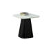 Table de bout carrée de style contemporain avec rebords incurvés en faux marbre et finition noire