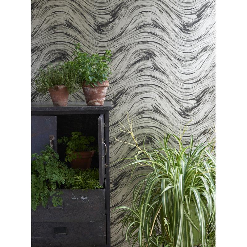 Botanica 10.05m x 52cm Metallic Wallpaper Roll, Charcoal/Gold