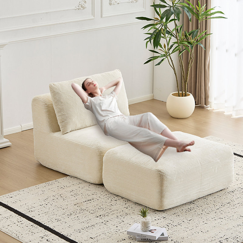 Canapé modulaire en mousse à mémoire de forme, méridienne simple pour le salon, canapé modulaire Cloud compatible avec les animaux de compagnie, tissu en velours côtelé, repose-pieds mobile, aucun assemblage requis