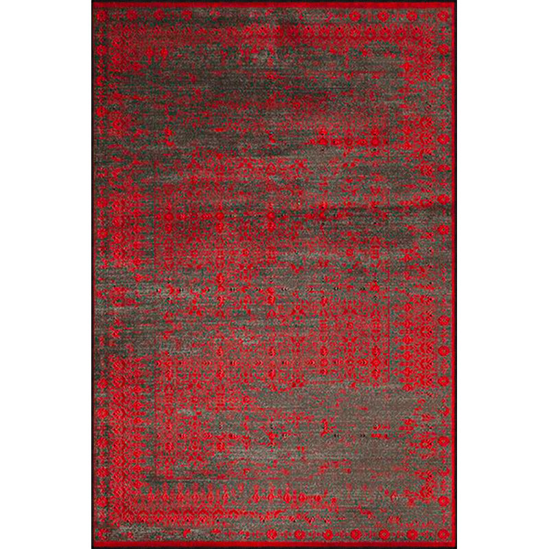 Red Pastel Patterned Decorative Machine Washable Rug, Runner 3'3" x 6'7" Rug Pad Included