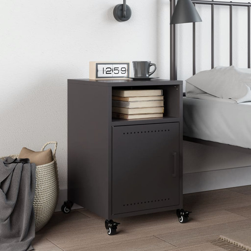 Radonna 36cm W Steel Bedside Table, Black