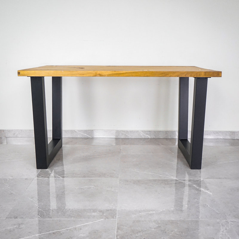 Bosswood Oak Solid Wood Top Metal Base Dining Table, Natural , 75H x 180L x 90cmW