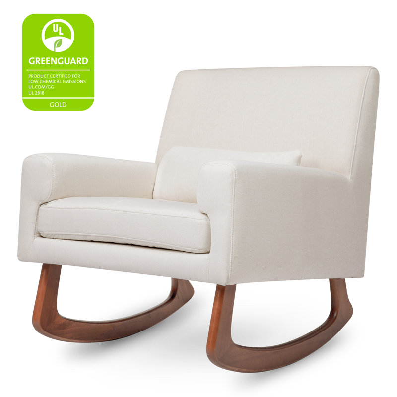 Sleepytime Rocking Chair, Walnut, White Polyester