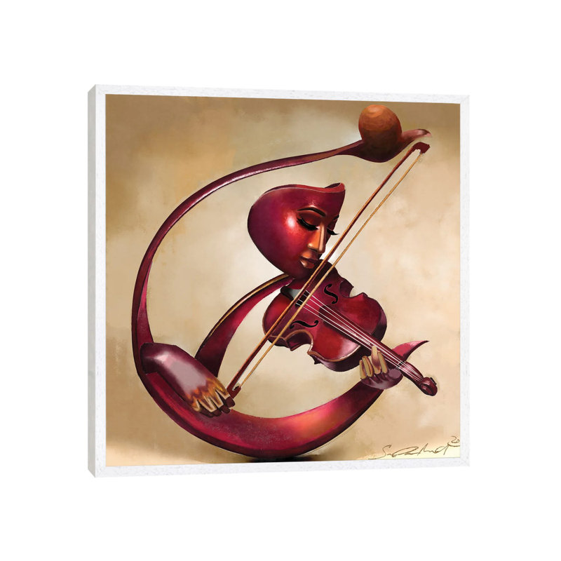 Ethereal Strings by Salaam Muhammad - Painting on Canvas, 93.98cm H x 93.98cm W x 3.81cm D, White Floater Framed