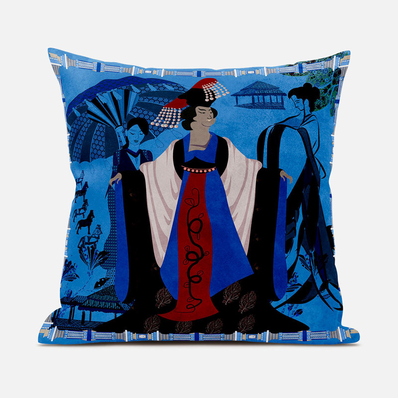 Polyester Throw Square Pillow Cover & Insert, Red/Brown, 16" x 16"
