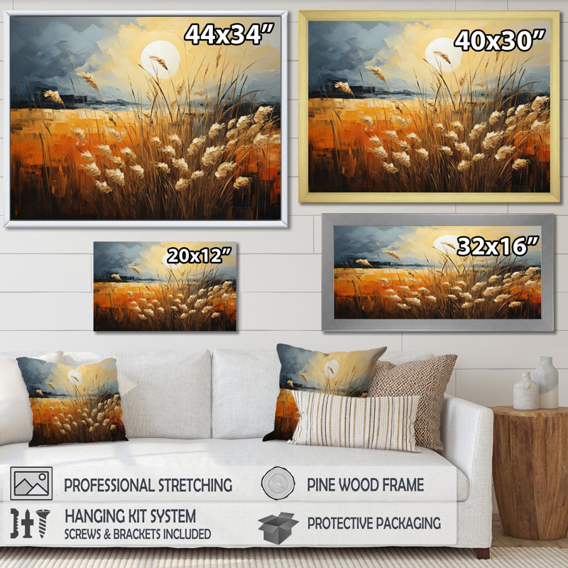 Beige des Prairies Bliss entrelacé sur toile, Cadre photo noir, H 12 po x l 20 po x P 1 po