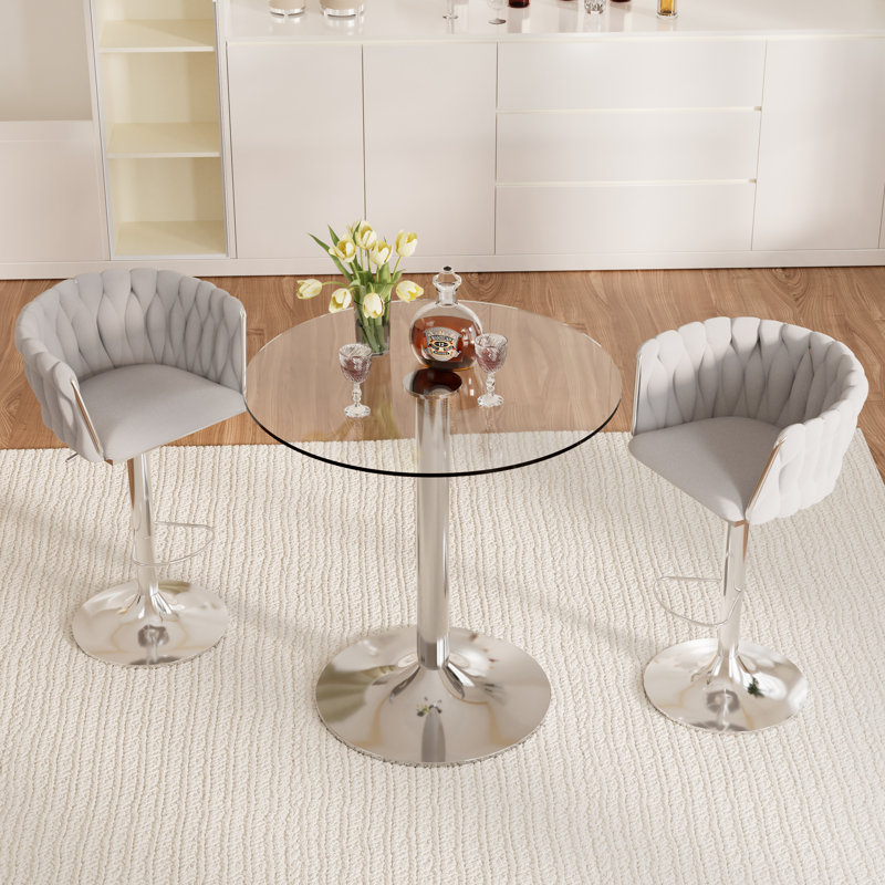 Ensemble de table de bar et chaises pour 2, Gris/argent