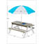 Table de pique-nique convertible en bois pour enfants avec jeu de sable et d'eau, parasol réglable pour s'amuser en plein air et apprendre