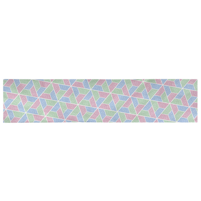 Chemin de table Avicia, 72 po x 16 po, Polyester, Vert / Rose / Bleu