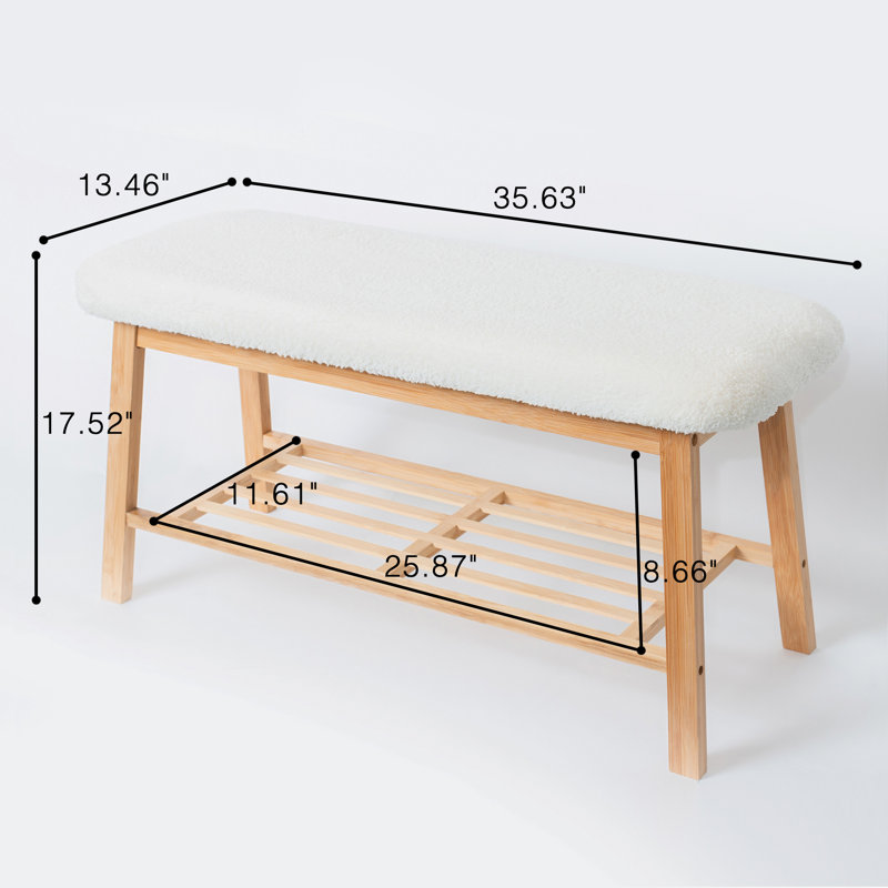 Tashaunda Shoe Bench with Storage Shelf for Entryway, Cream