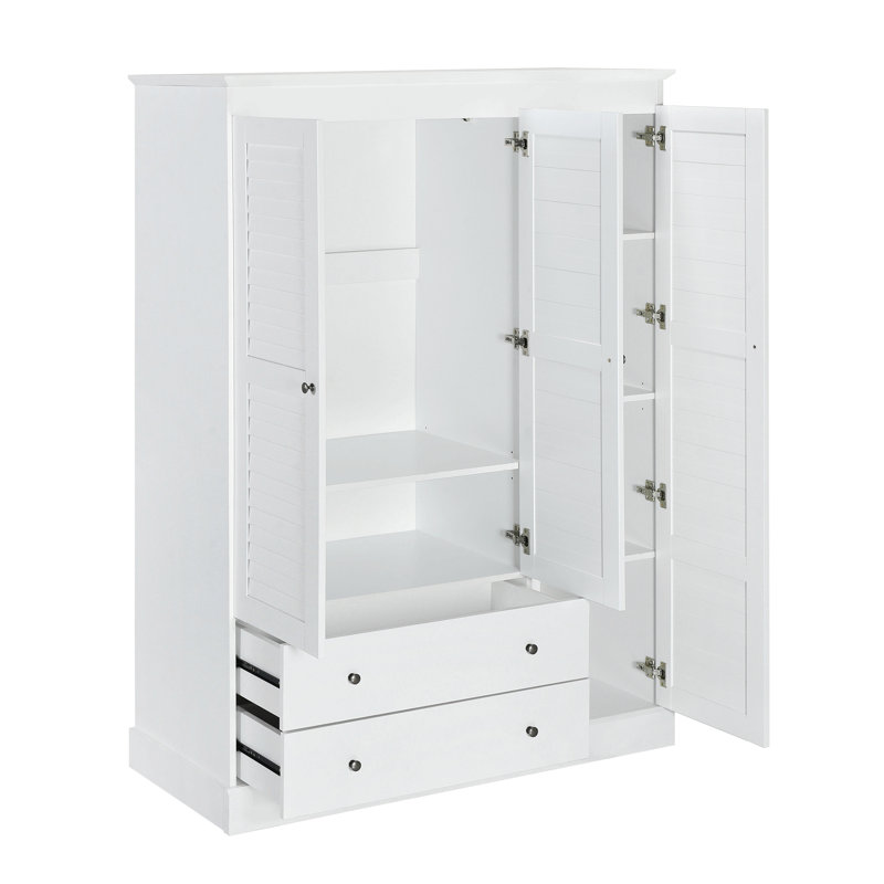 Armoire-penderie à 3 tiroirs avec 2 tiroirs, blanc