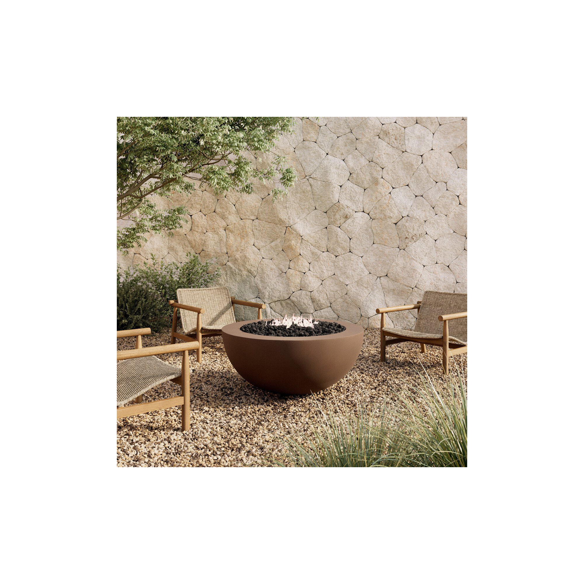 Jonson Round Fire Pit Table, Clay Concrete, Propane