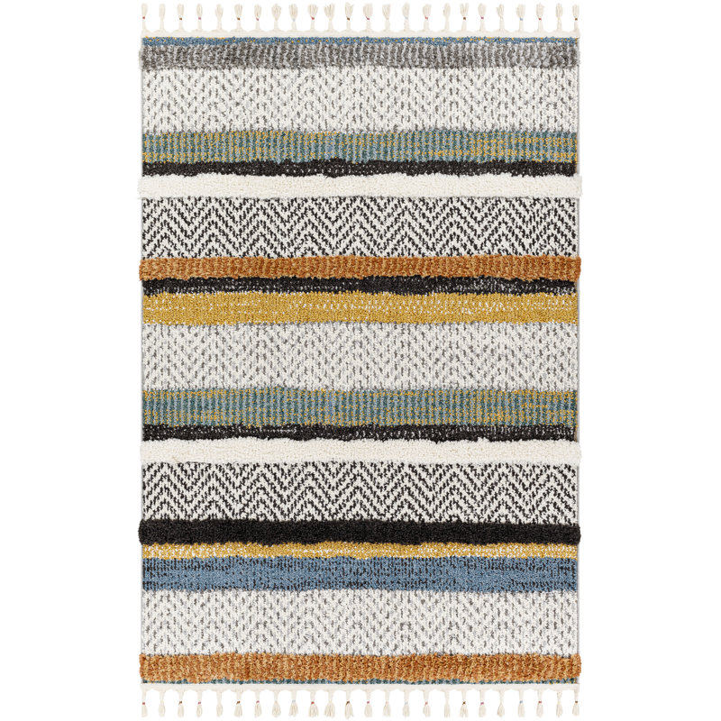 Northborough Moroccan Machine Woven Orange/Yellow/Grey Area Rug, Rectangle 2' x 2'11"