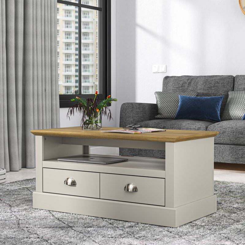 Octave Solid Coffee Table with Storage, Light Grey