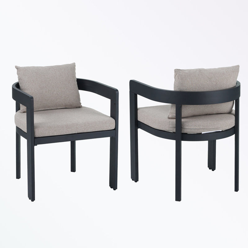 Ensemble de conversation 3 pièces d'extérieur Paito avec 2 chaises et coussin moelleux, Noir