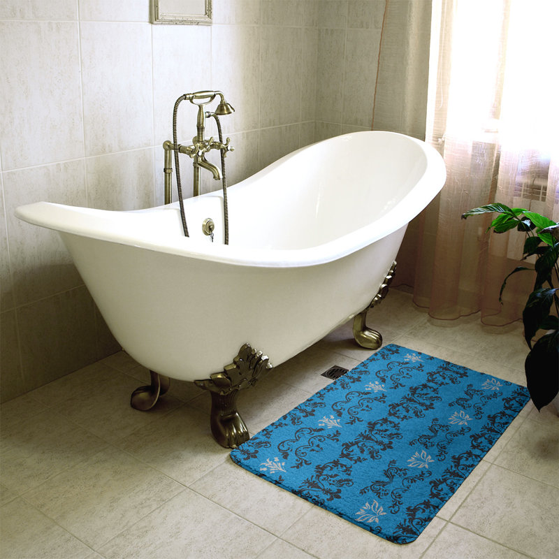 Tapis pour salle de bain Carolina, Noir / bleu Carolina / argent, l 17 po x L 24 po