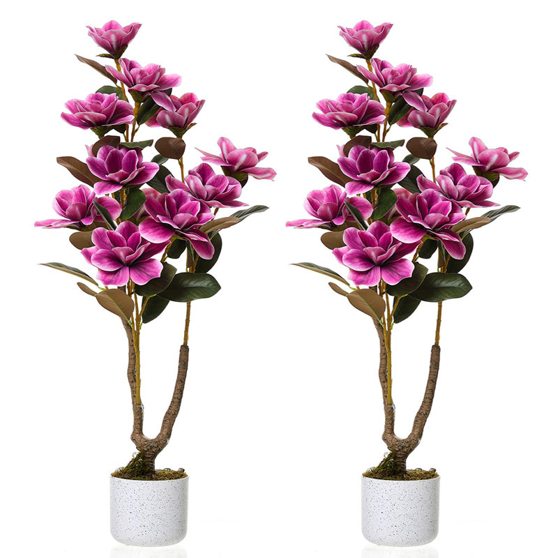 Ensemble de 1/2 fleurs d'orchidées artificielles en pot, véritable orchidée artificielle pour la décoration intérieure, 2