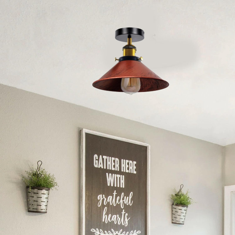Semi Flush Mount, Rustic Red