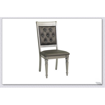 Luxury Silver Accent Tufted Upholstered Dining Chairs Set of 2, Comfortable and Elegant Seating for Modern Dining Rooms.