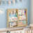 Wall-Mounted Floating Bookcase – 5-Tier Adjustable Shelf with Metal Guards & Hooks, Stackable Modular Design-107255619