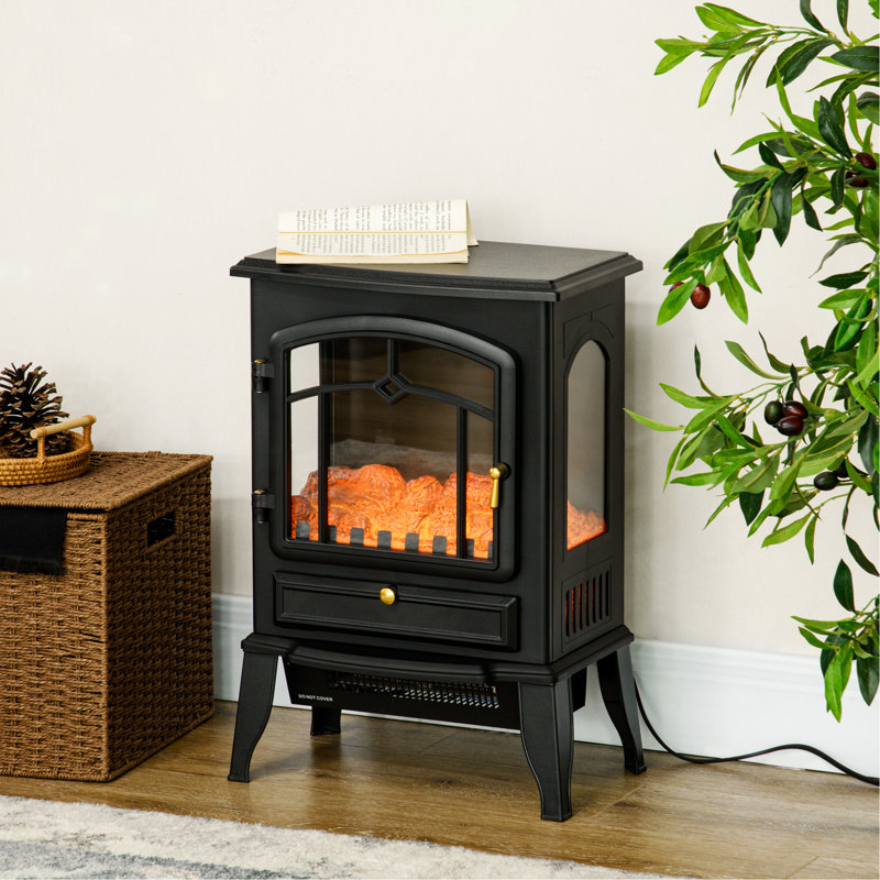 Foyer électrique 22 po, effet de flamme 3, réglable en température, portatif, 750 W / 1500 W, noir, système de chauffage décoratif stable