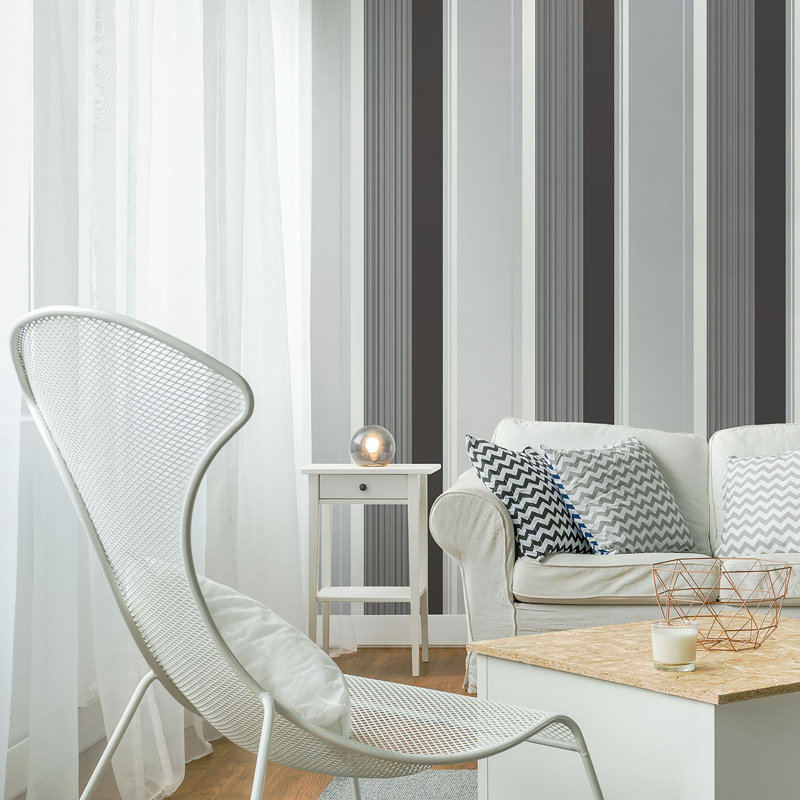Millie Stripe Charcoal Wallpaper