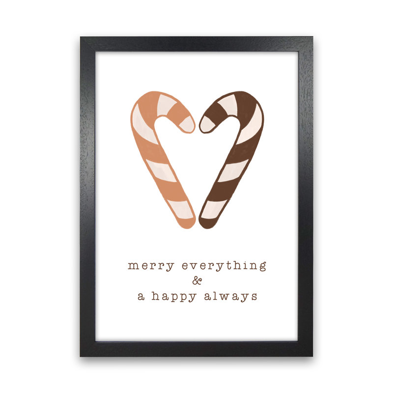 Merry Everything & A Happy Always By Orara - Print, 46cm H x 34cm W x 3cm D, Black Framed