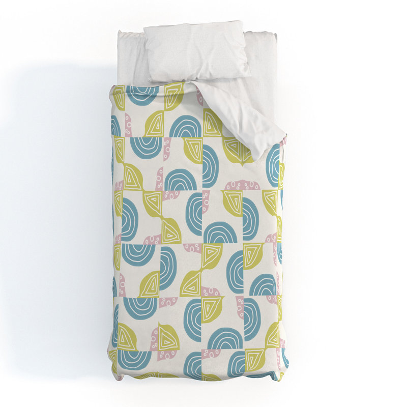 Ensemble d'édredon en coton bleu / rose / vert Mirimo, Extra Long Twin Duvet Cover +  1 Standard Sham